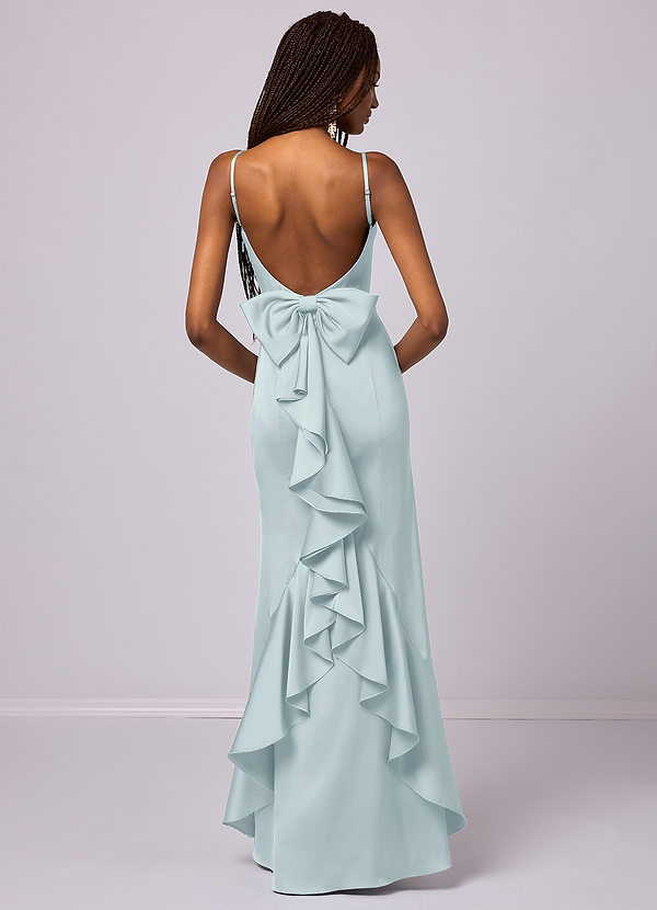Barbie ♥ Azazie Bridesmaid Dresses Mist Mermaid Bow Stretch Satin Dress image1