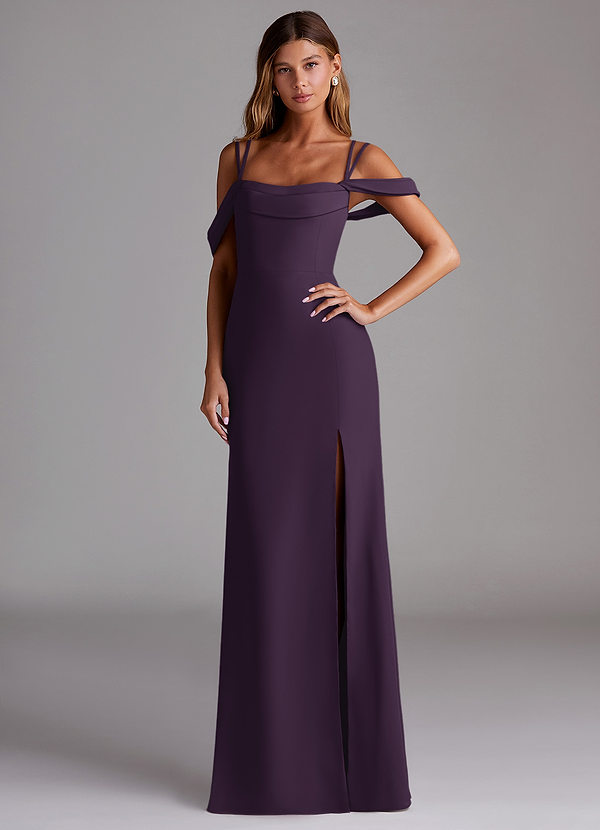 Azazie Callan Bridesmaid Dresses Plum Mermaid Pleated Chiffon Convertible Dress image1
