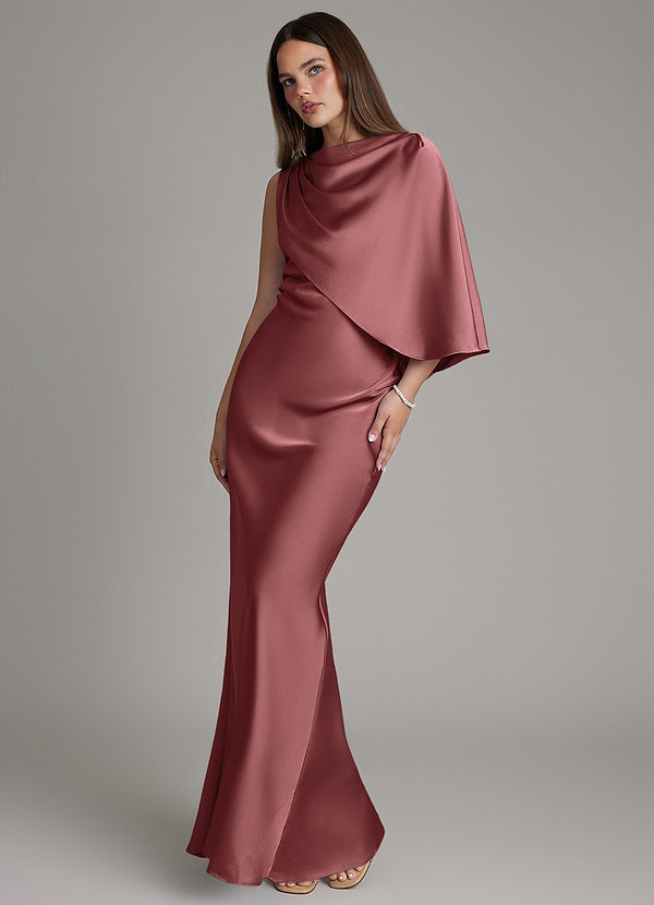 Azazie Darby Abiti da Damigella Abito Sirena in Raso Elasticizzato Plissettato Ametista image1