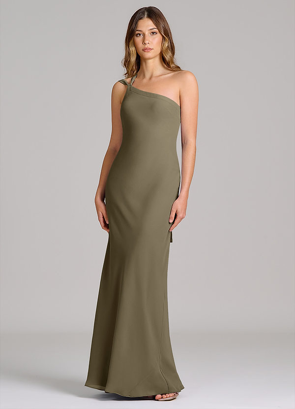 Azazie Monroe Suknie dla druhen Osłona Jedno ramię Szyfon Do ziemi Sukienka image1