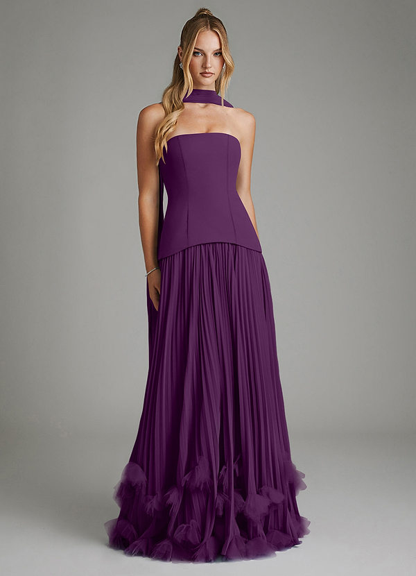 Azazie Alex Bridesmaid Dresses Grape A-Line Corset Chiffon Dress image1