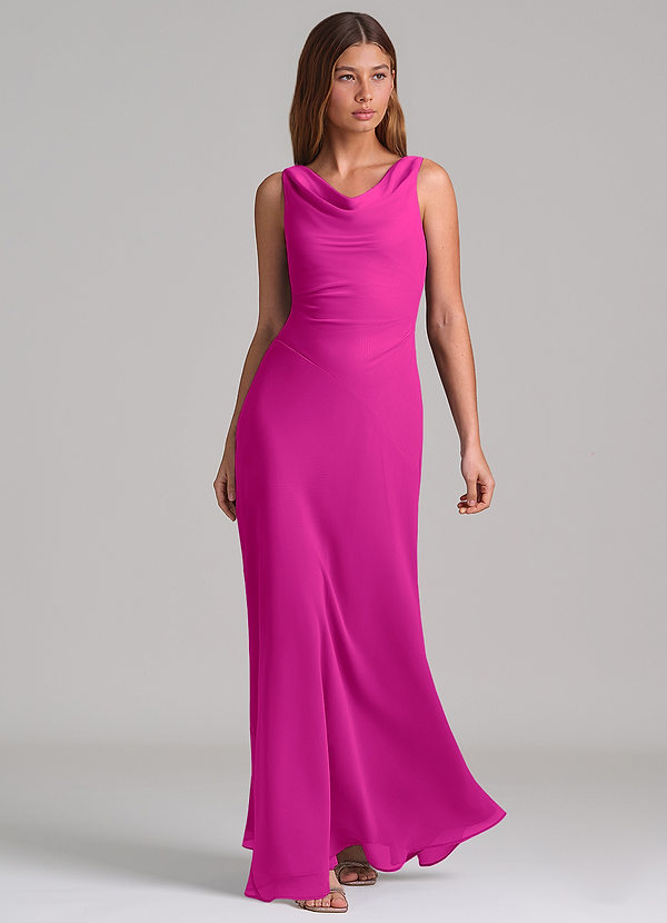 Azazie Nerine Brudtärneklänningar Klä av A-Linje i Chiffong Plisserad Fuchsia image1