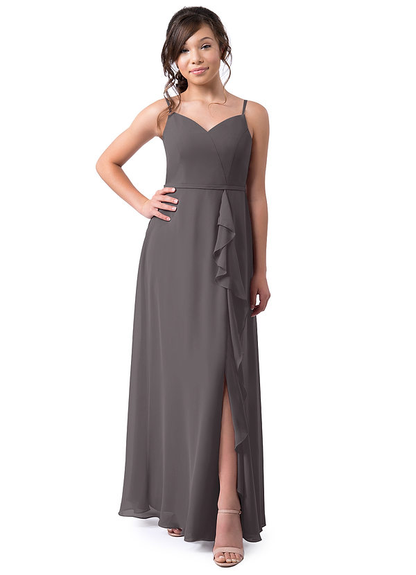 Vestidos Modernos AsiméTricos Para Damas De Honor Junior Con Cuello De Capa Verde Lima main image 0