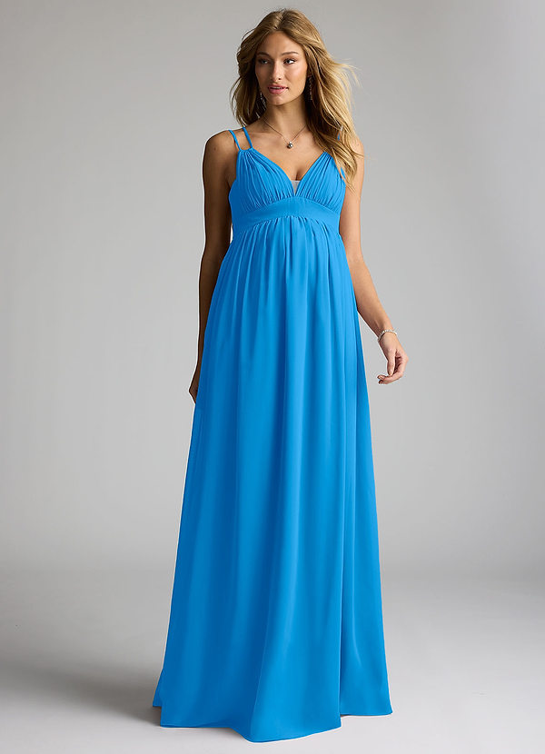 Azazie Emree Brautjungfernkleider für Schwangere A-Linie Chiffon Bodenlänge Kleid image1