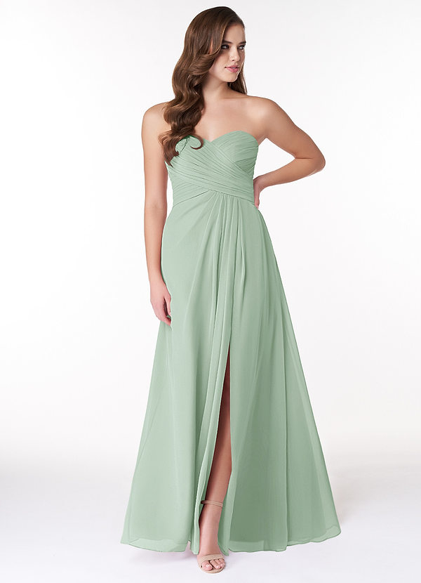 Azazie Arabella Allure Abiti da Damigella Abito Convertibile A-Line in Chiffon Scollo a Cuore Agave image1