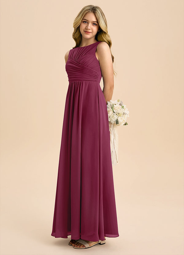 Azazie Skyla Junior Mulberry A-Line Pleated Chiffon Dress image1