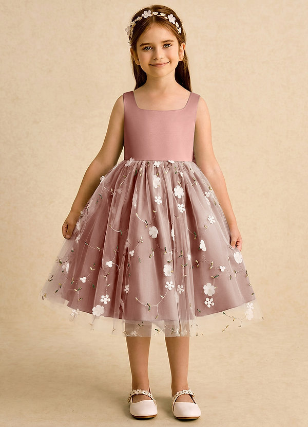Azazie Bean Flower Girl Dresses Cedar Rose Ball-Gown Bow Tulle Dress image1