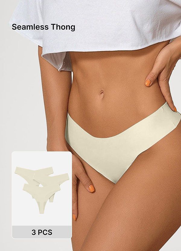 front Low Rise Barely-There Seamless Thongs （3pics）