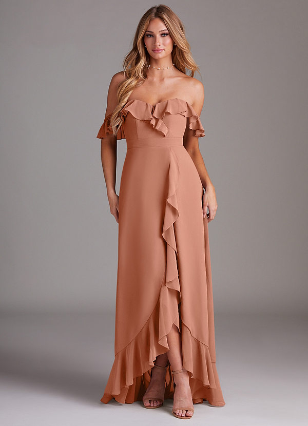 Azazie Lyra Bridesmaid Dresses MAI TAI A-Line Chiffon Convertible Dress image1