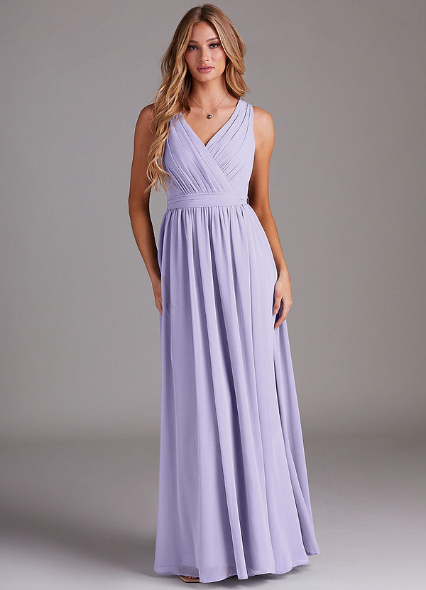 Azazie Kingsley Bridesmaid Dresses Lilac A-Line Lace Chiffon Dress image1