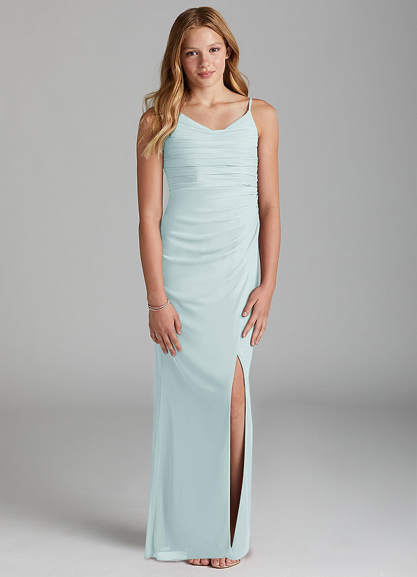 Azazie Deandra Junior Mist Sheath Mesh Dress image1