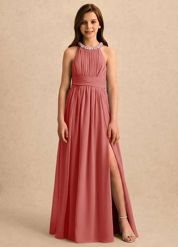 Azazie Aria Girls Formal Blommflicksklänningar Klänning A-Line i Chiffong Plisserad image1