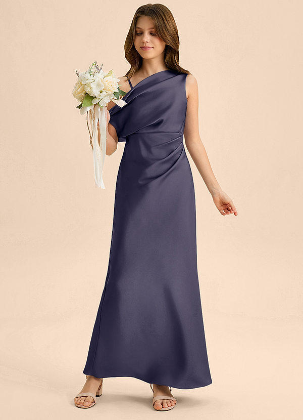 Azazie Emerson Junior Vestido de Tormenta de Satén Elástico de Corte Recto con Vestidos sin tirantes image1