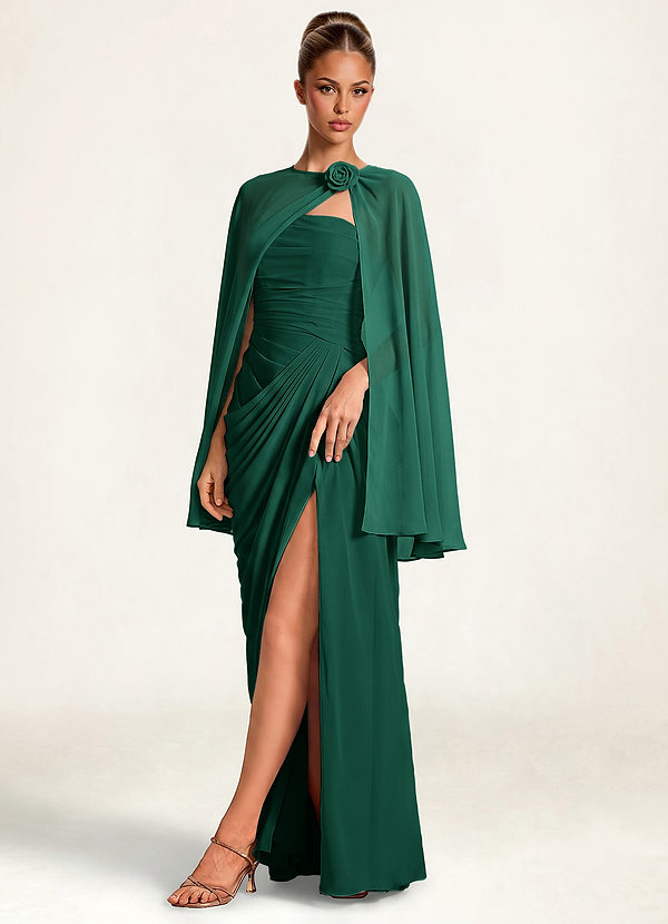 front Azazie 꽃무늬 장미 장식 버클이 달린 시폰 케이프릿