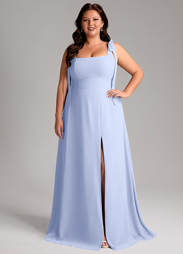 Azazie Debra Bruidsmeisjes Jurken Converteerbaar Jurk van Chiffon met A-Lijn met Zakken Ijs image1