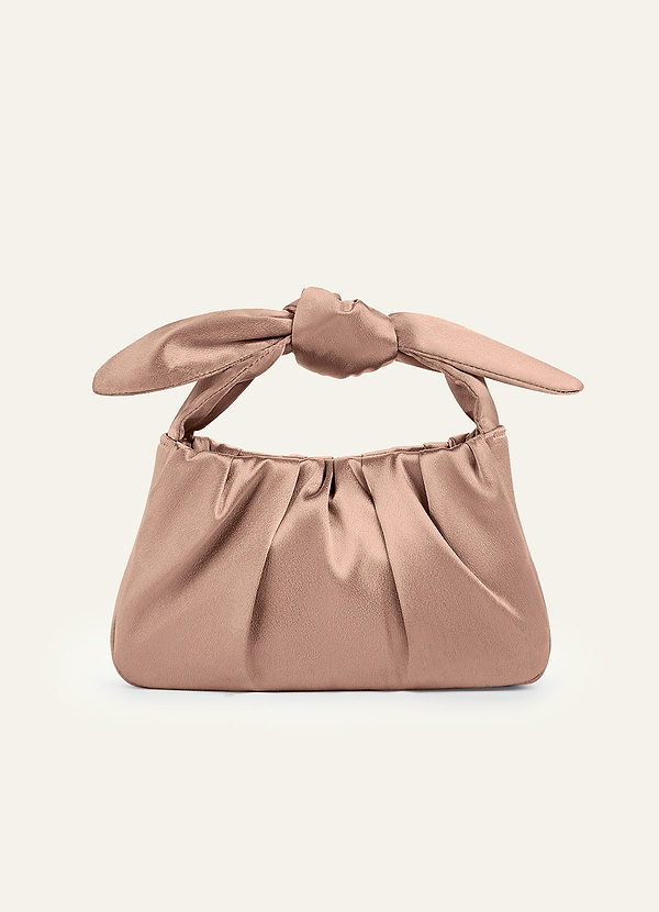 front Sac à main à poignée nouée en satin métallisé de couleur assortie