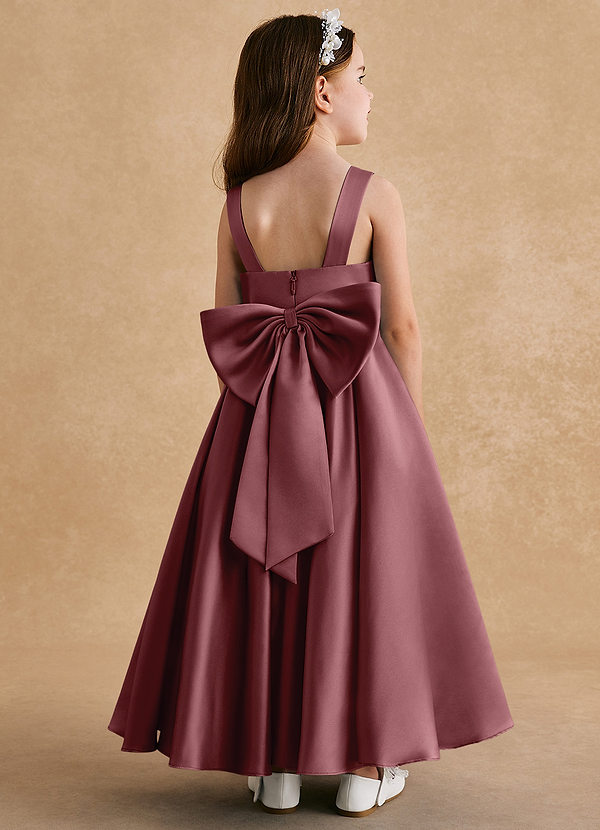 Azazie Honey Bear Blumenkinder Kleider A-Linie Plissee Matte Satin Kleid Wüstenrose image1