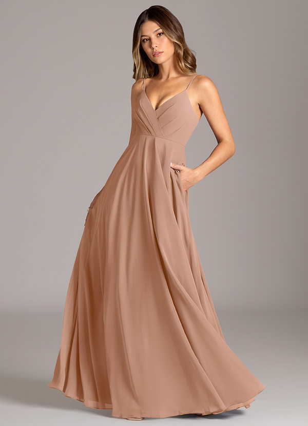 Azazie Amani Suknie dla druhen Linia A Pofałdowany Szyfon Do ziemi Sukienka image1