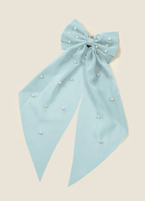 front Matching Color Chiffon Pearl Hair Bow Hair Clip