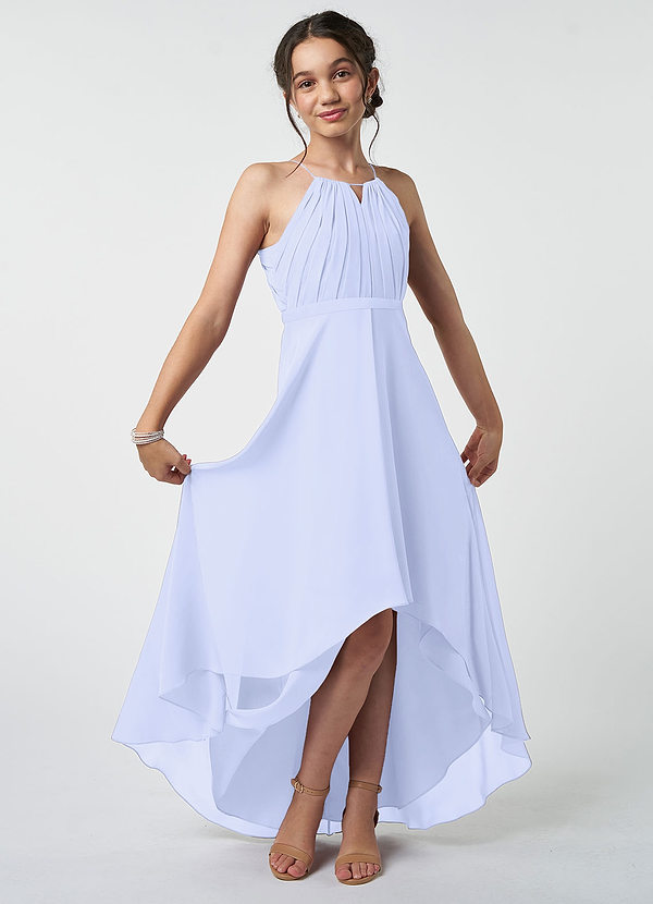 Azazie Oaklynn Junior Robe Trapèze en Mousseline de soie Plissée Lavande image1
