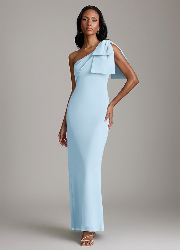Azazie Yuanna Bridesmaid Dresses Sky Blue Mermaid One Shoulder Chiffon Dress image1