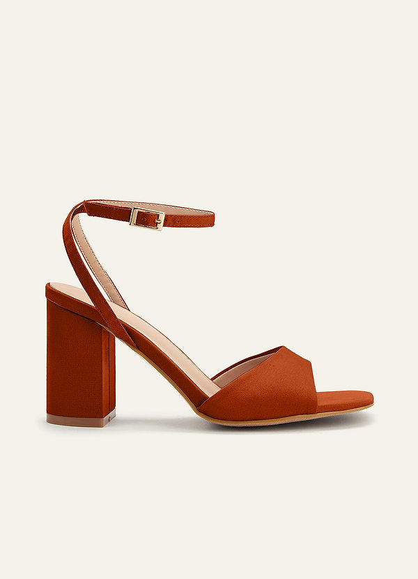 front Matching Color Stretch satin Square Toe Block Heels