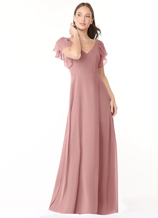 Azazie Syenna Bridesmaid Dresses Dusty Rose A-Line Ruched Chiffon Dress image1