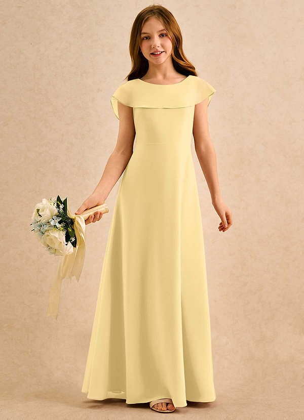Azazie Kittie Girls Formal Abiti da Damigella Bambina Abito A-Line in Chiffon Burro image1