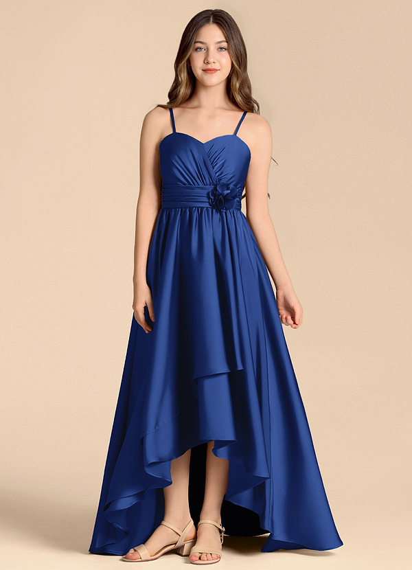 Azazie Catalina Junior Jurk van Stretch Satijn met A-Lijn Sweetheart Halslijn Koningsblauw image1