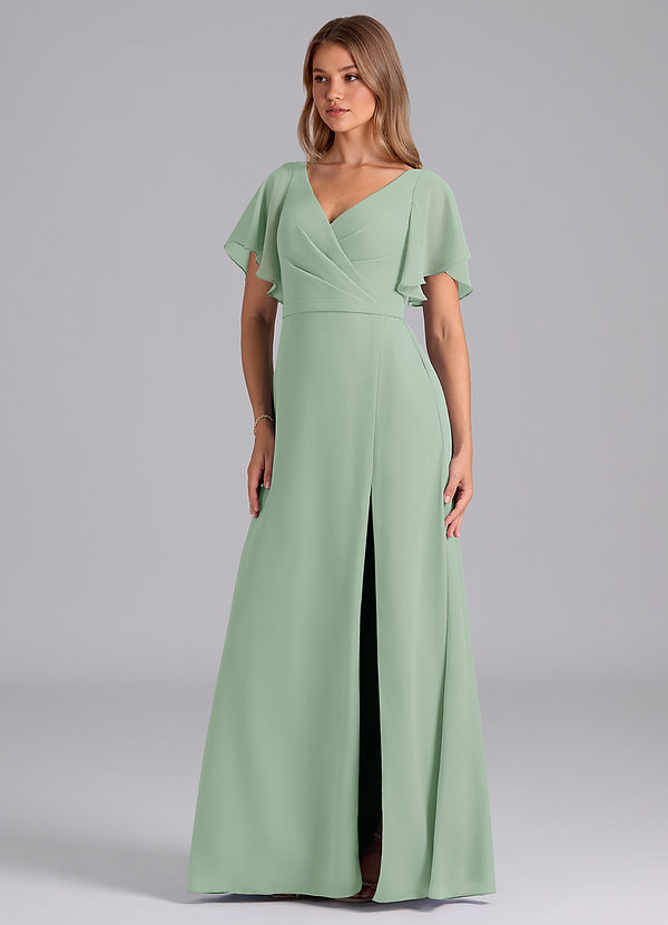 Azazie Ambrosia Šaty pro družičky A-Line Plisovaný Šifón Délka podlahy Šaty image1