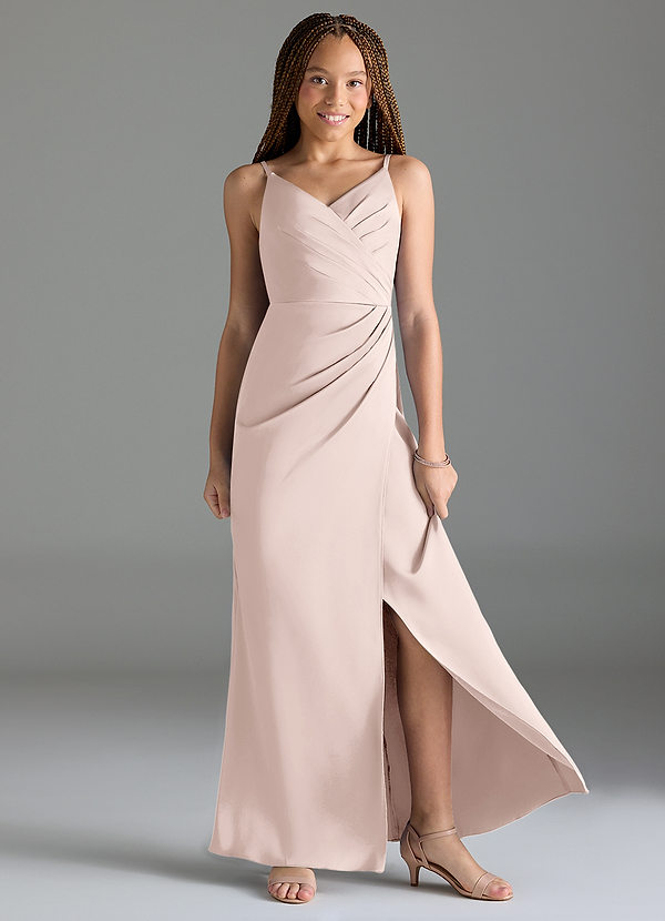 Azazie Maci Junior Klä av Sjöjungfru i Stretch Satin Plisserad image1