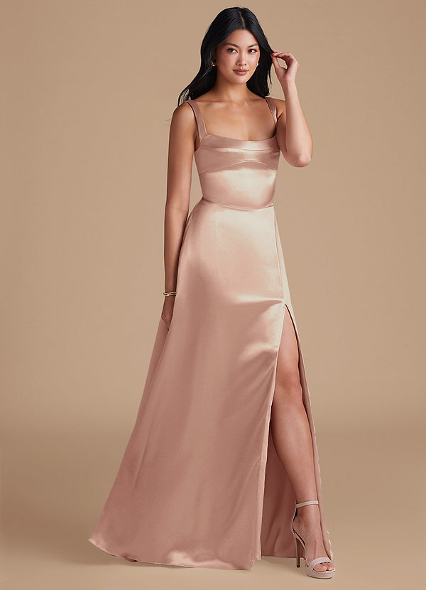 Azazie Hope Abiti da Damigella Abito A-Line in Raso Metallizzato Con Tasche Rosa Inglese image1