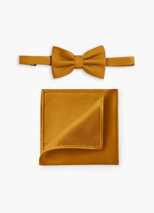 front Set composto da papillon regolabile in raso elasticizzato e fazzoletto da taschino per ragazzo.