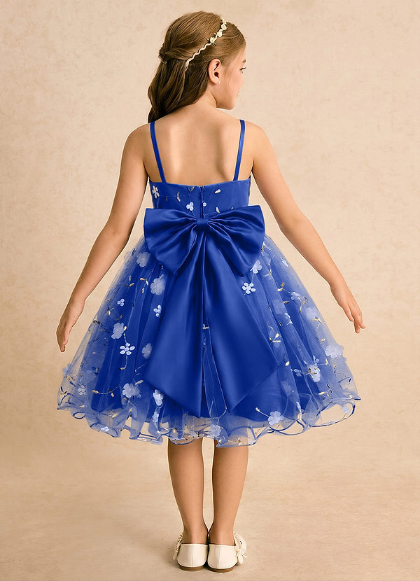 Azazie Junebug Blumenkinder Kleider Ballkleid Spaghetti Riemen Tüll Kleid Königsblau image1