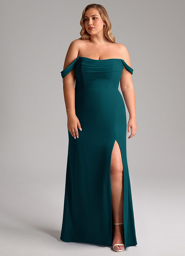 Azazie Saige Vestidos Dama de Honor Vestido de Pino de Gasa de Corte en A Convertible con Vestidos sin tirantes image1