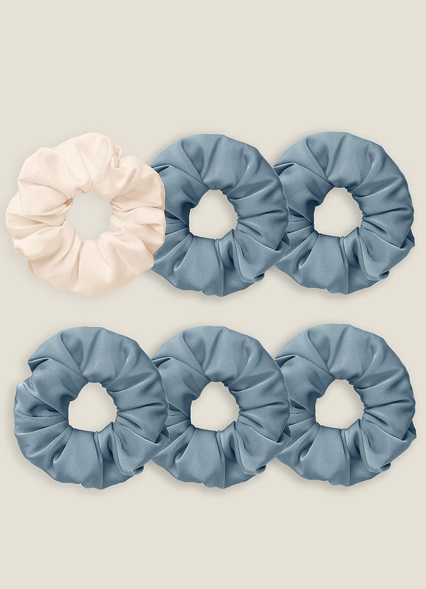 front Six-Piece Mixed Color Bridesmaid Stretch Satin Over Size Scrunchie Set