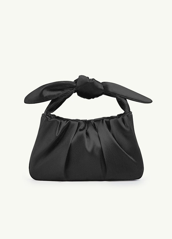 front Matching Color Metallic Satin Knotted Handle Handbag