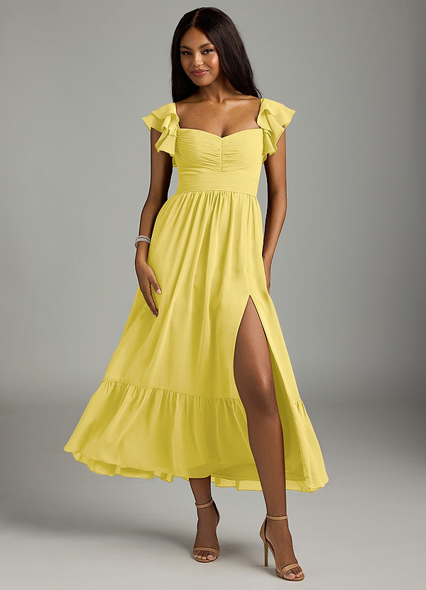 Azazie Anaya Bridesmaid Dresses Canary A-Line Sweetheart Neckline Chiffon Dress image1