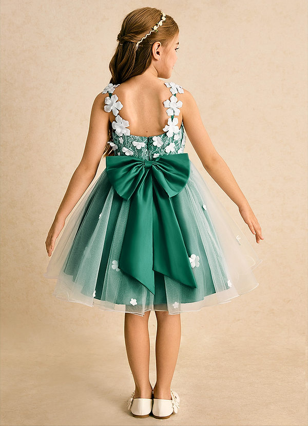 Azazie Junebug Flower Girl Dresses Ivory Emerald Ball-Gown Lace Tulle Dress image1