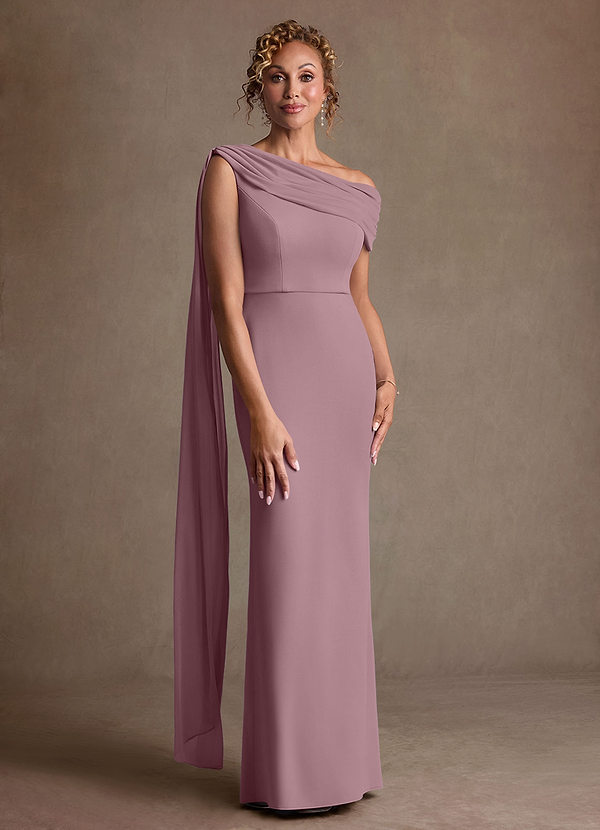 Azazie Bassi Klänningar till brudens mor Klä Sjöjungfru i Maska Av axeln Dammig Ros image1