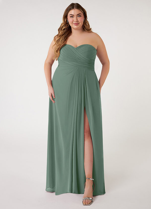 Azazie Arabella Allure Bridesmaid Dresses Eucalyptus A-Line Sweetheart Neckline Chiffon Convertible Dress image1