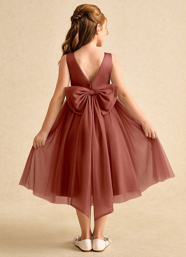 Azazie Winnie Flower Girl Dresses Auburn Ball-Gown Bow Tulle Dress image1