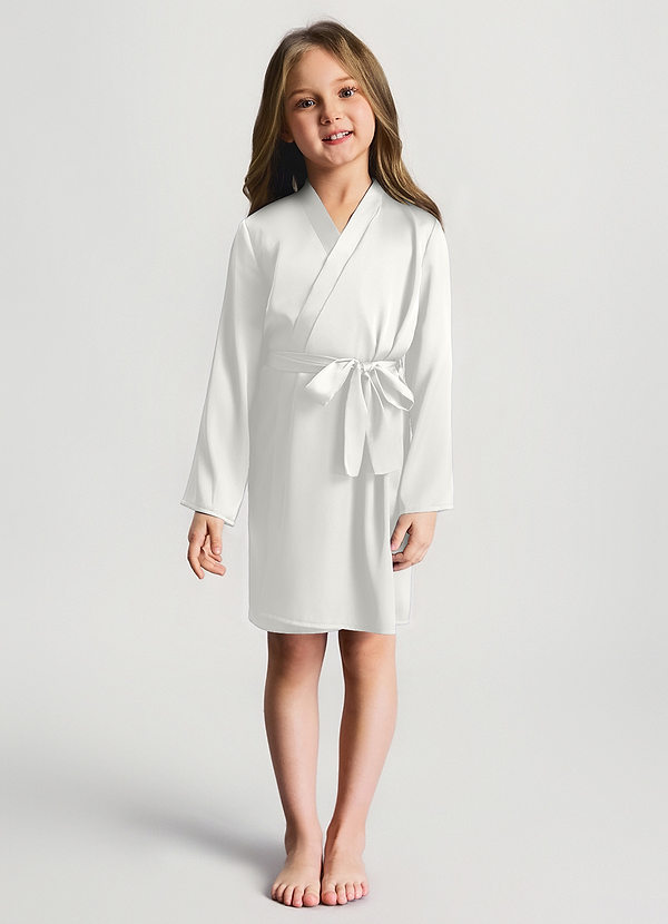 front Hvid Piger Satin Morgenkåbe