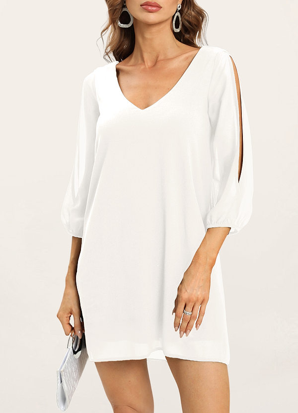 front In Love Forever Ivory Long Sleeve Shift Dress