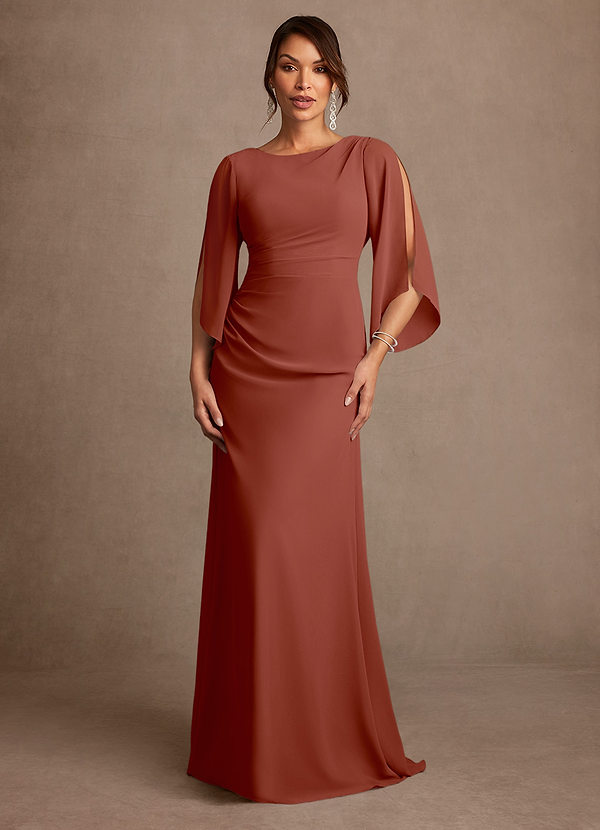 Azazie Anaheim Mother of the Brides Dresses Auburn A-Line Pleated Chiffon Dress image1