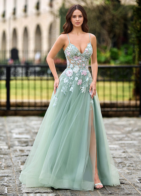 Althea Green Garden 3D Lace Prom Dress image1