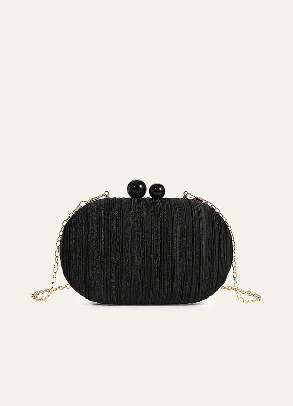 front Metallic Pleated Evening Clutch Bag