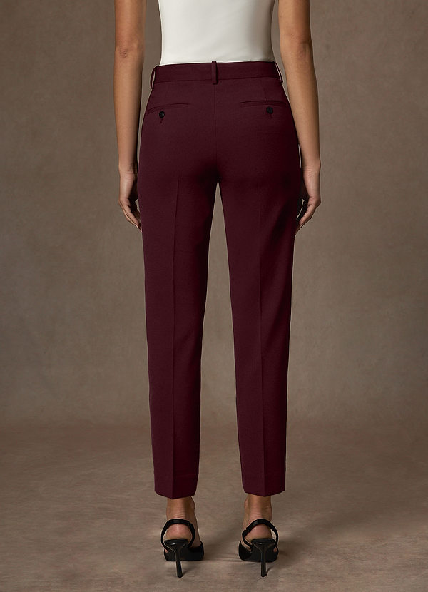 front Whitney Cabernet Structured Stretch Full Length Dress Pants