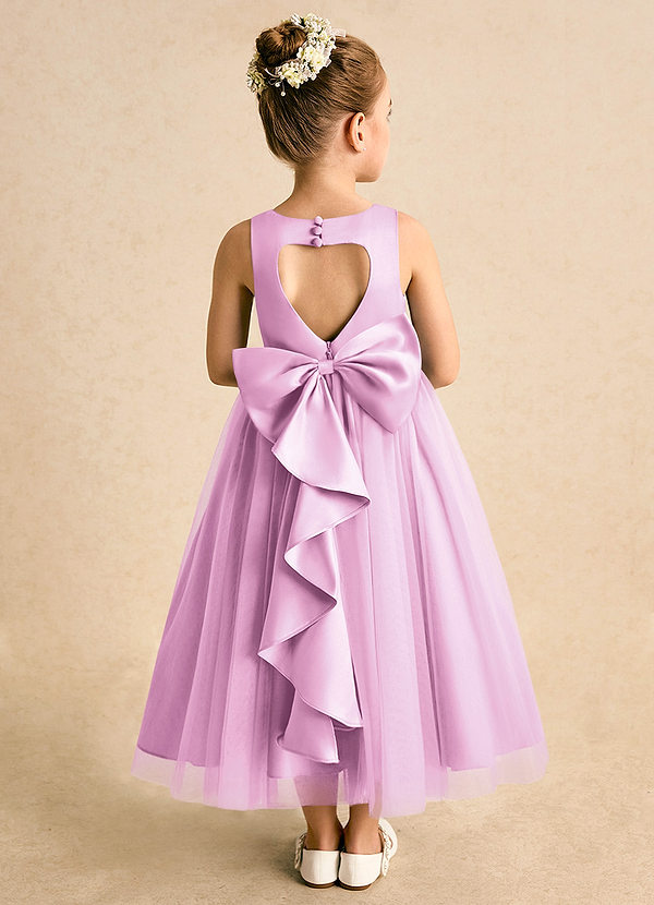 Azazie Solia Vestidos de Niña de Flores Vestido de Rosa Caramelo de Tul de Princesa con Lazo image1