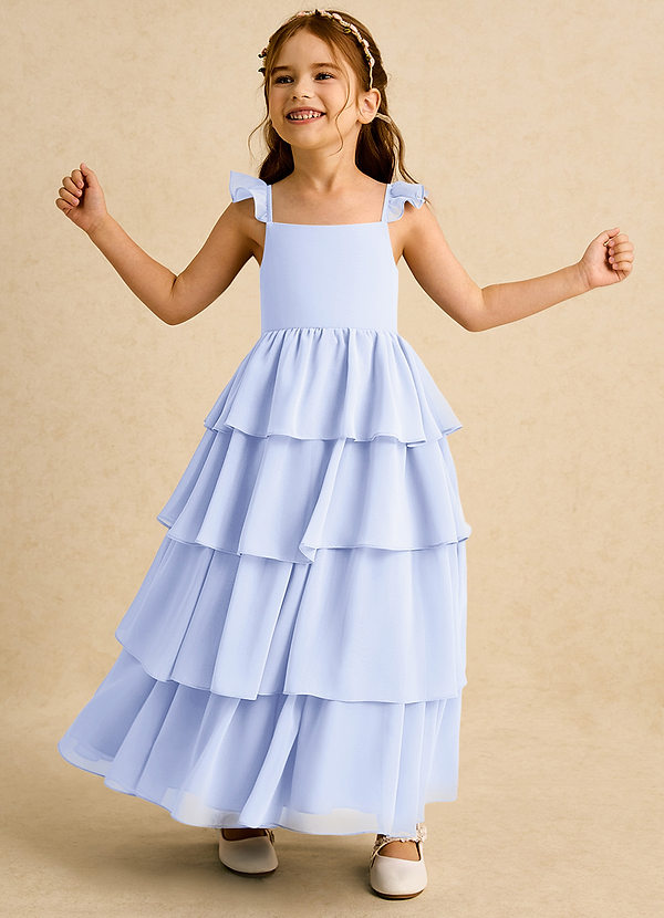 Azazie Boba Vestidos de Niña de Flores Vestido de Lavanda de Gasa de Corte En A con Escote Cuadrado image1